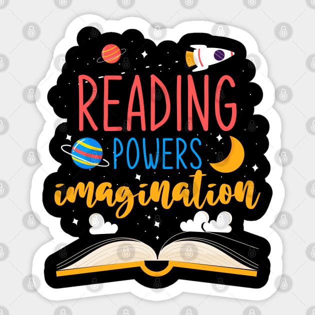 Reading Powers Imagination Books Sticker by ShirtsShirtsndmoreShirts